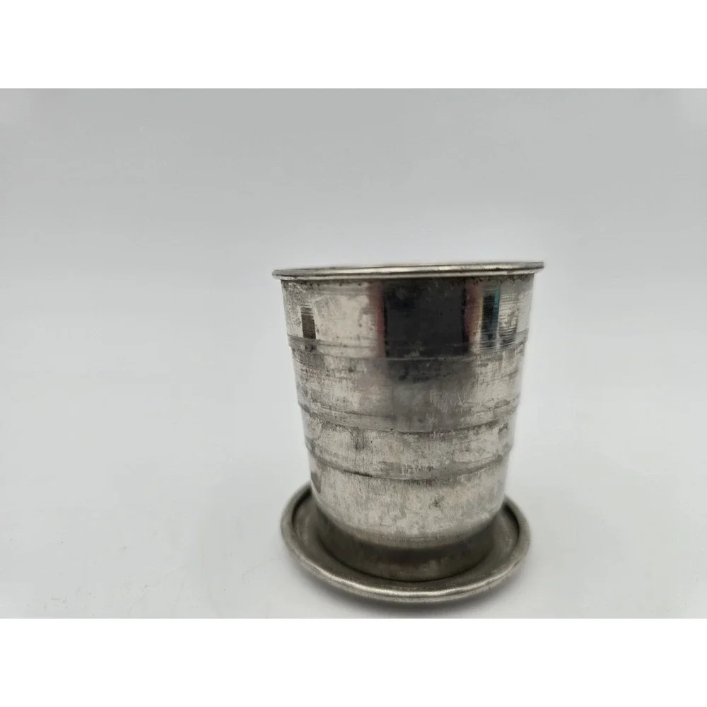 Vintage Collapsible Shot Glass Metal Portable Cup - Pat'd 97 USA Antique - Picture 3 of 8